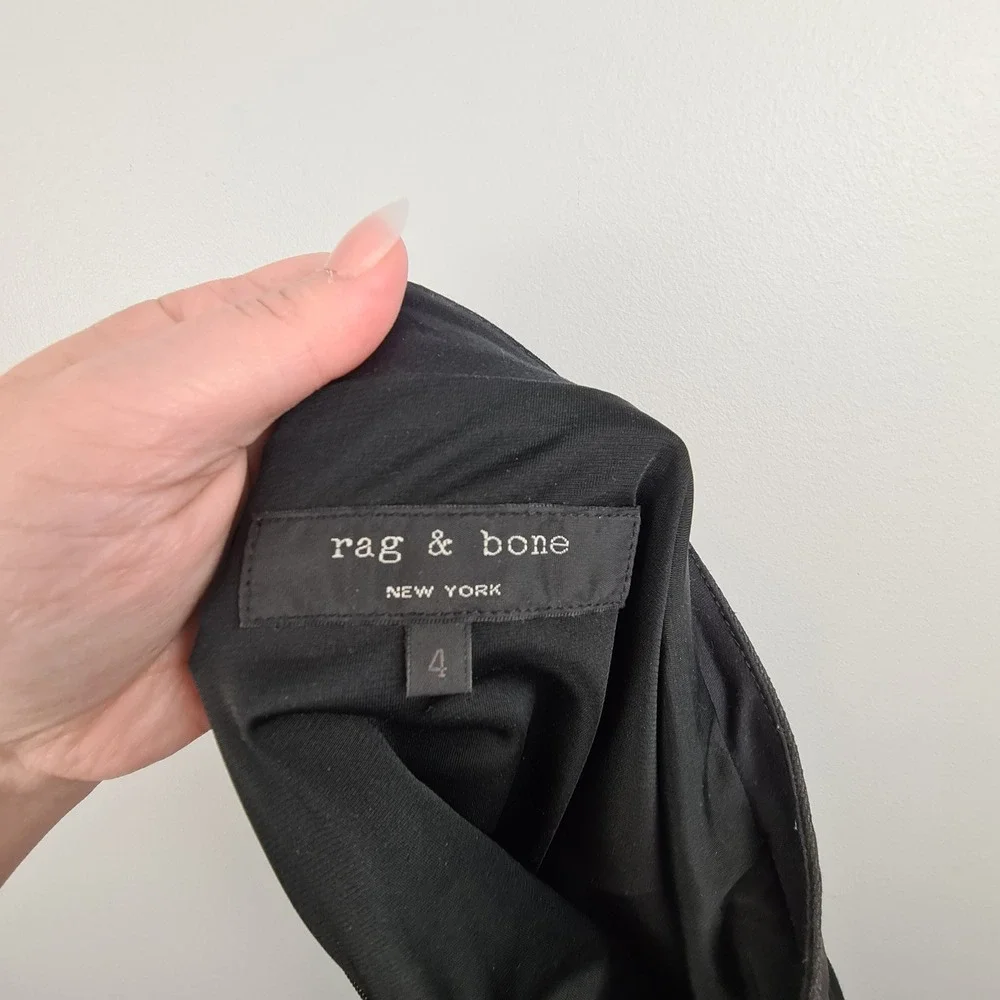 Rag & Bone Black Mixed Media Mini Skirt with Coated Panels and Zip‎ Pockets Sz 4